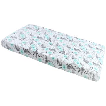 Cearceaf cu elastic 120x60 cm Flowers Grey