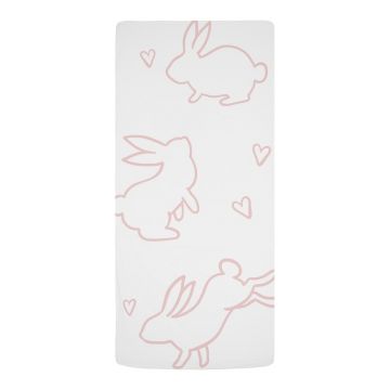 Cearceaf elastic de pătuț pentru copii din bumbac satinat 120x60 cm Sweet Bunnies - Butter Kings