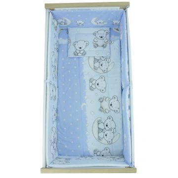 Lenjerie 5 piese, Prichindel, Ursulet sir albastru,120x60cm