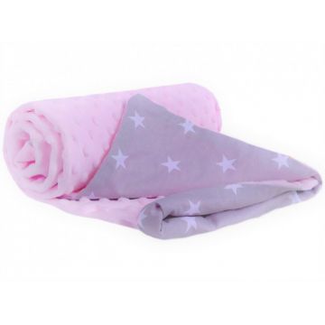 Paturica din bumbac 75x100 cm Minky Stars Pink