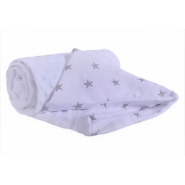 Paturica din bumbac 75x100 cm Minky Stars White