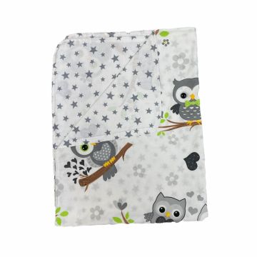 Paturica din panza de bumbac Junior 118x148 cm bufnite gri