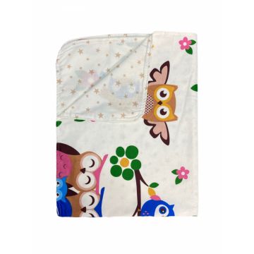 Paturica din panza de bumbac Junior 118x148 cm bufnite maro