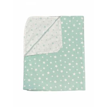 Paturica din panza de bumbac Junior 118x148 cm stelute vernil