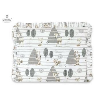 Perna clasica de dormit cu volanas cu husa detasabila cu fermoar din bumbac pentru patut carucior balansoar 30x40 cm Forest MimiNu