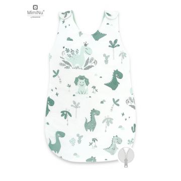 Sac de dormit pentru bebelusi MimiNu din bumbac 70 cm 0-6 luni Dino Mint