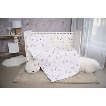 Set lenjerie pat Smile bumbac ranforce Beige Bunnies 60 x 120 cm