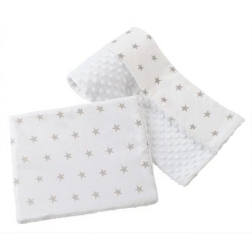 Set paturica 75x100 cm si perna 35x30 cm Minky Stars White