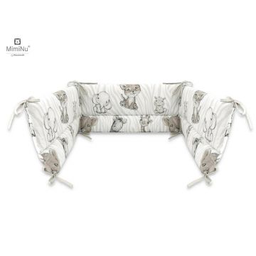 Aparatoare pentru patut MimiNu 120x60 cm din bumbac cu panglici Safari Beige