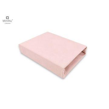 Cearceaf cu elastic MimiNu pentru patut leagan sau patut co-sleeper 90x40 cm din bumbac Colectia Royal Powder Pink