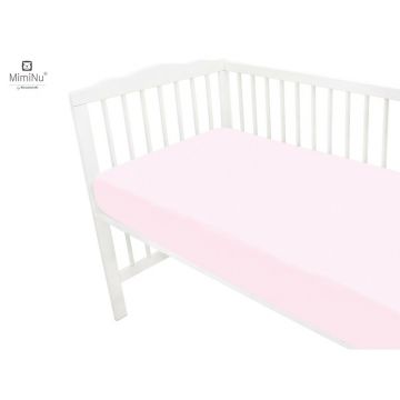 Cearceaf Jerse cu elastic 120X60 cm Light Pink MimiNu