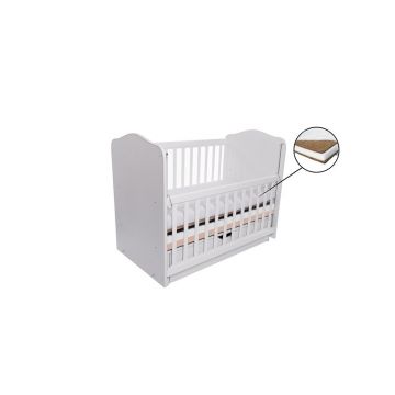 Patut VESSANTI Como Balansoar culisant - Alb cu Cappucino + Saltea Cocos 7 cm