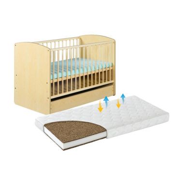 Klups - Patut cu sertar Karolina II Natur + saltea 10 Mykids mydreams II