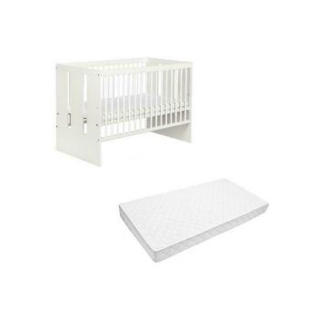 Klups - Patut fara sertar Paula Alb + saltea 8 Mykids confort II