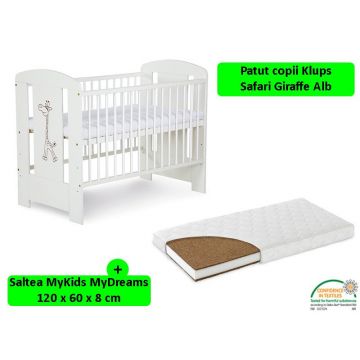 Patut Klups Safari Giraffe Alb + Saltea 8 MyKids MyDreams II