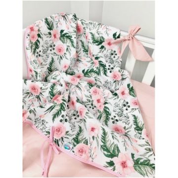 Muselina cu doua fete din bumbac 100x75 cm Pink Garden