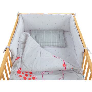 Lenjerie MyKids My Zoo Rosu 4 Piese 140x70