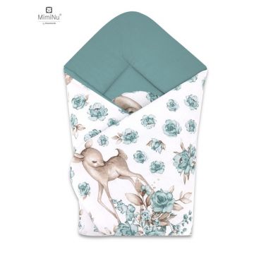 Paturica de infasat multifunctionala standard 75x75 cm Sweet Deer Mint MimiNu