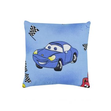Perna bumbac, Cars, albastru, 38x38 cm