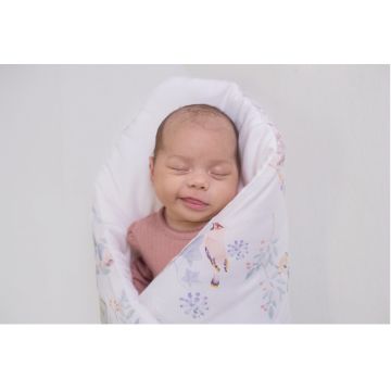 Pilota pentru copii Nature Bamboo by Amy din bambus si umplutura hipoalergenica BabySoft pasari mint