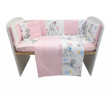 Set lenjerie patut cu 5 piese 120x60 cm Pink Fawns