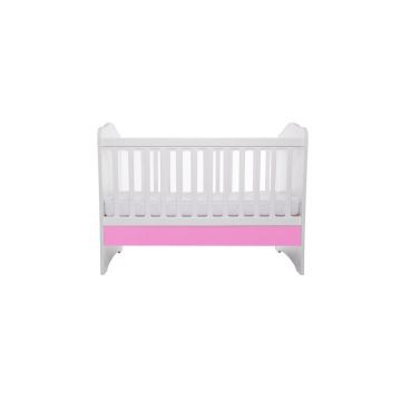 Patut VESSANTI Como fara sertar - Alb cu Roz + Saltea cocos confort 120 x 60 x 12 cm