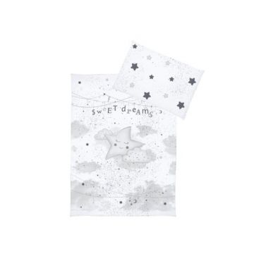 Klups - Lenjerie 3 piese My Star din Bumbac, 135x100 cm, Gri