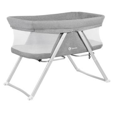 Lionelo - Patut co-sleeper Vera Cu sistem de leganare din Aluminiu, Otel, 90x50 cm, Conform cu standardele europeane de securitate EN1130 si EN16890, Gri