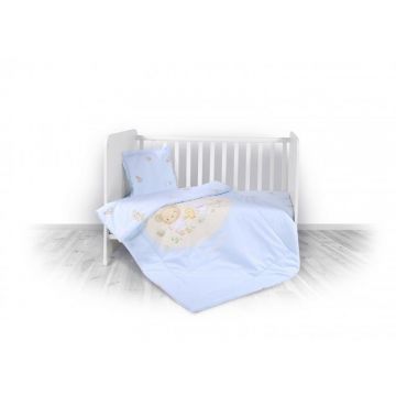 Lorelli - Set lenjerie pat 4 piese, bumbac ranforce, Bear Party Blue