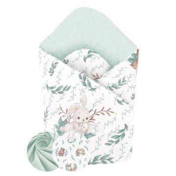 Paturica de infasat, MimiNu, Cu doua fete, Cu multiple utilizari, Cu inchidere arici velcro, Dimensiune 75x75 cm, Din bumbac certificat Oeko Tex Standard 100, Lulu Natural