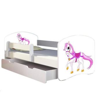 Patut Tineret MyKids Poney Natur cu Sertar si Saltea 140x70