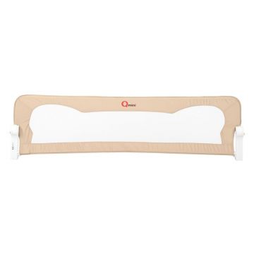 Qmini - Bariera de pat Rhea, 150 x 42 cm, Inaltimea 42 cm, Instalare usoara, Cu inclinare la 180 grade, Beige