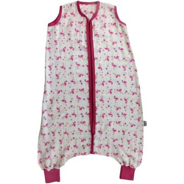 Slumbersac - Sac de dormit cu picioruse Bamboo Flamingo din Bumbac, 110x58 cm, 2-3 ani, Tog 0.2