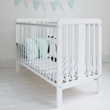 Patut din lemn pentru bebe, inaltime saltea reglabila, Star Baby Alb 120x60 cm