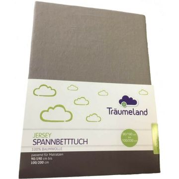 Traeumeland - Cearceaf Jersey Cu elastic, 200x90 cm, Gri