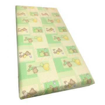 Cearsaf cu elastic roata 140x70 cm Ursuleti pe verde