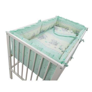 Lenjerie patut cu 5 piese 120x60cm Teddy Toys Turquoise M2