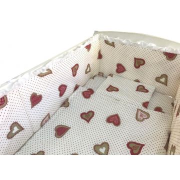 Lenjerie patut cu 5 piese Croitoria Noastra Printese pe alb 140x70 cm