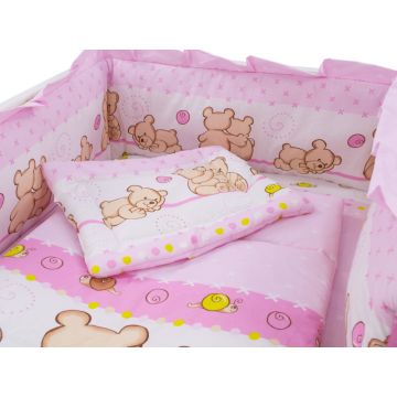 Lenjerie Teddy Friends Roz 4+1 piese M2 140x70