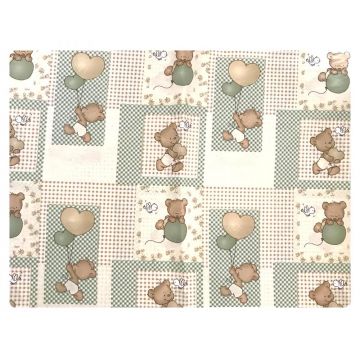 Paturica dubla de vara bebelusi DeLuxe 98x78 cm ursuleti pe bej