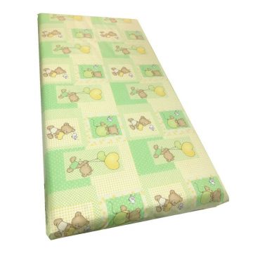 Cearsaf cu elastic pe colt 140x70 cm cu imprimeu - ursi pe verde