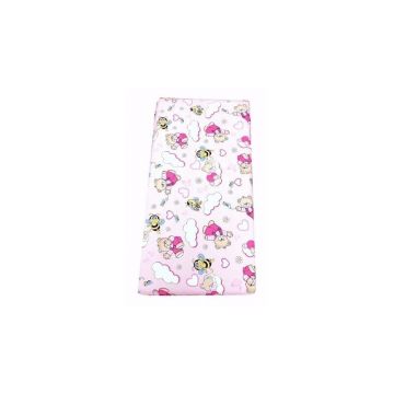 Cearsaf cu elastic roata cu imprimeu Ursi cu albine pe roz-160*80 cm