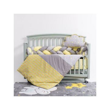 Lenjerie MyKids 6 piese Gray-Yellow fara baldachin 120x60 cm