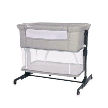 Lorelli - Patut co-sleeper Milano 2 in 1 din Aluminiu, 87x50 cm, Gri