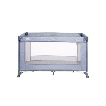 Lorelli - Patut pliant cu un nivel Torino, 120x60 cm, Albastru/Gri