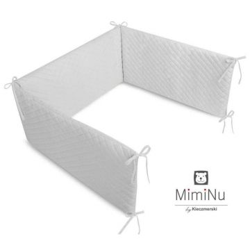 Aparatoare pentru patut, MimiNu, Matlasata, Din catifea moale, Cu fermoar, Cu husa detasabila si lavabila, Materiale certificate Oeko Tex Standard 100, 180x30 cm, Gray