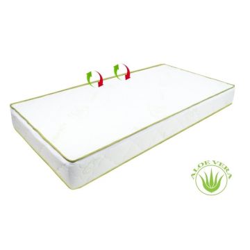 MyKids - Saltea pentru patut Teddy , Cu Aloe Vera din Bumbac, 120x60 cm, 8 cm Cocos-Spuma-Cocos, Alb
