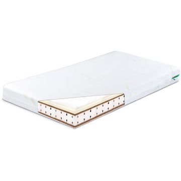 Sensillo - Saltea pentru patut, Memory Termo, Cocos-Spuma-Cocos, Cu Aloe Vera, 140x70x12 cm, 0 luni+, Alb