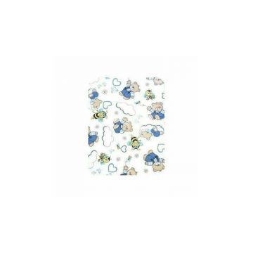Set 2 cearsafuri din finet 120x60 cm - ursi cu albine pe albastru