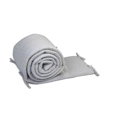 Aparatoare laterala, Pentru patut, Lungime 360 cm, Inaltime 30 cm, Din muselina, Acopera toate laturile unui patut de 120x60 cm, Cu 14 panglici, Grey, YappyKids, YappyStar